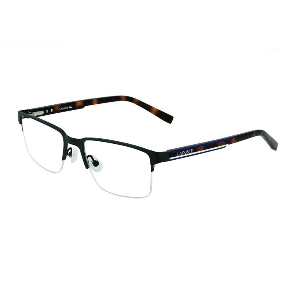 Lacoste Eyeglasses Rectangle Full Rim, Semimatte Brown Frame and Clear Demo